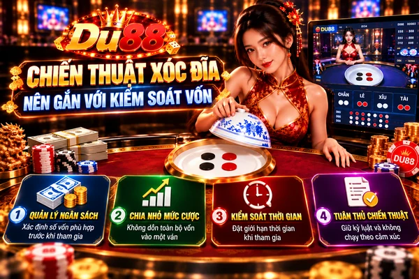 Chiến thuật Xóc Đĩa tại DU88 nên gắn với kiểm soát vốn, quản lý ngân sách, mức cược và thời gian tham gia
