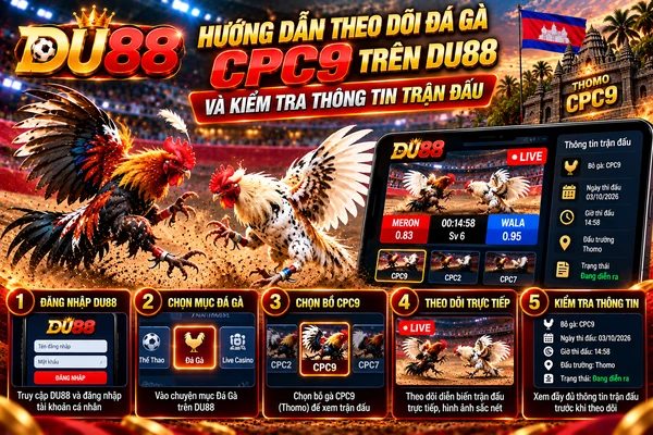 Hướng dẫn theo dõi đá gà CPC9 tại DU88 với 5 bước xem trực tiếp và kiểm tra thông tin trận đấu Thomo.