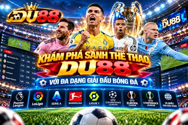 Khám phá sảnh thể thao DU88 với đa dạng giải đấu bóng đá và giao diện theo dõi trận đấu trực tuyến