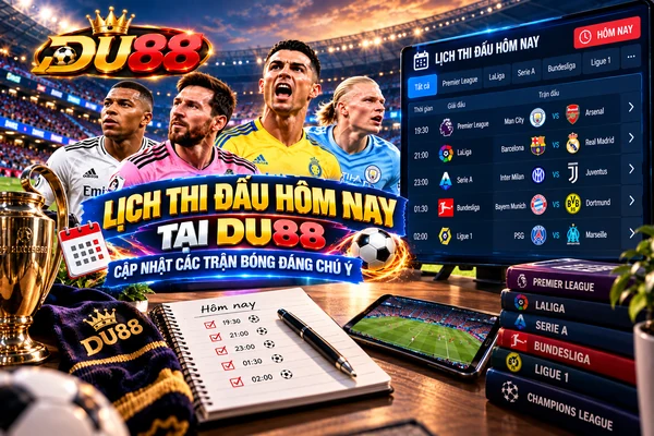 Lịch thi đấu hôm nay tại DU88 cập nhật thời gian và các trận bóng đáng chú ý trong ngày
