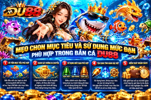 Mẹo chọn mục tiêu và sử dụng mức đạn phù hợp trong bắn cá DU88 với nhiều loại cá và cấp độ đạn