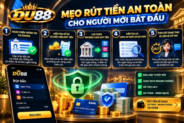 Mẹo rút tiền an toàn cho người mới tại DU88 với các bước kiểm tra tài khoản và giao dịch