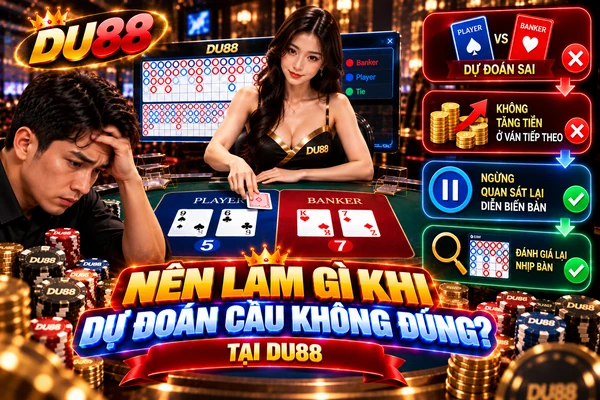 Nên làm gì khi dự đoán cầu Baccarat không đúng tại DU88, dừng lại quan sát và đánh giá lại nhịp bàn
