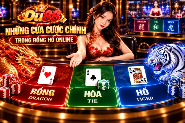 Những cửa cược chính trong Rồng Hổ Online tại DU88 gồm Rồng, Hổ và Hòa với mỗi bên sử dụng một lá bài