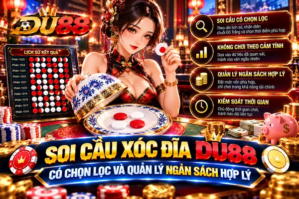 Soi cầu xóc đĩa DU88 có chọn lọc kết hợp theo dõi lịch sử kết quả và quản lý ngân sách hợp lý