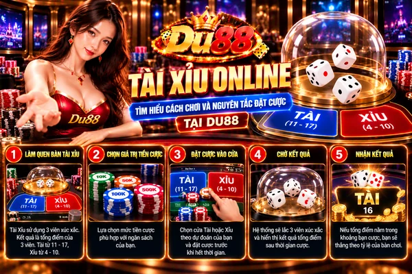 Tài Xỉu Online tại DU88 với hướng dẫn cách chơi, cửa Tài Xỉu và nguyên tắc đặt cược cơ bản