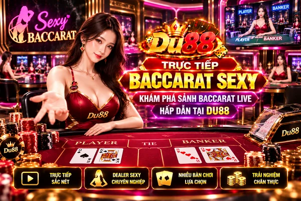 Trực tiếp Baccarat Sexy tại DU88 với không gian Baccarat Live, dealer trực tuyến và nhiều bàn chơi